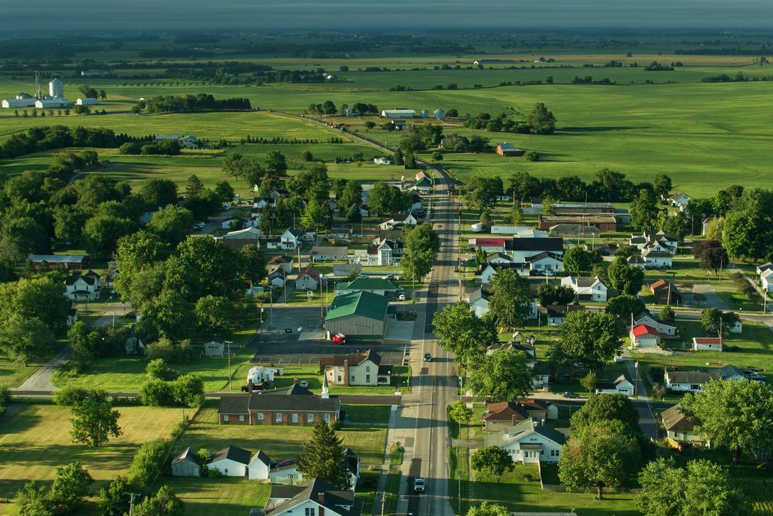 Aerial shot of farms